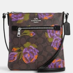 Coach Mini Rowan File Bag in Signature Canvas With Rose Print